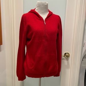 Charter club Cashmere red hoodie zip front